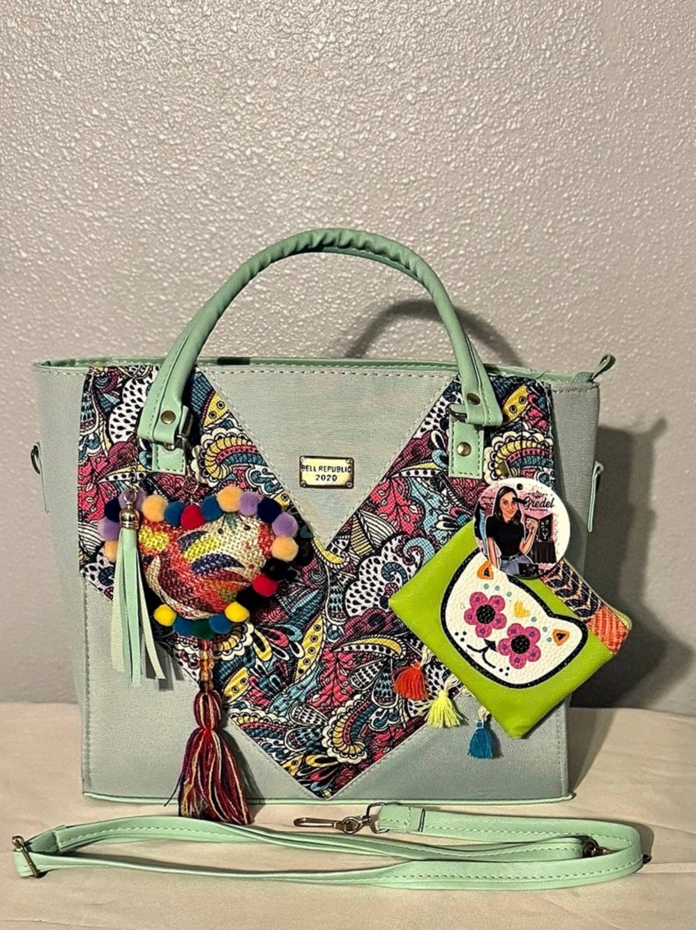 Green Multicolor Tote Bag